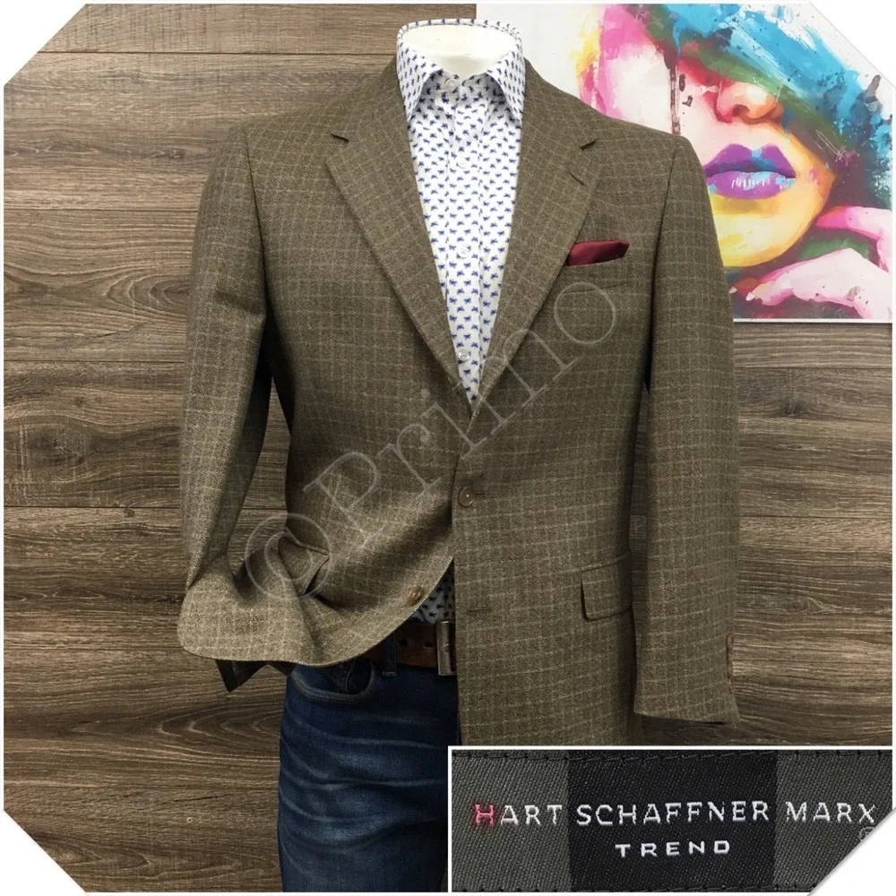 HART SCHAFFNER‎ Mens Knit Blazer Sport Coat Casual Jacket Size 42R Wool Suit USA